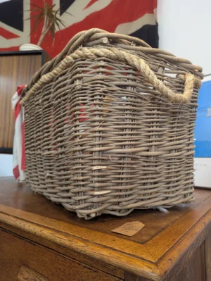 Early 20th Century Decorative Hand Woven Mill Storage Basket.