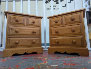 Pair of 1960s Solid Pine Bedside Tables/Drawers/Nightstands