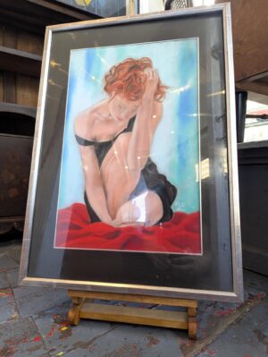 Late 20th Century Figurative Oil Pastel Portrait of a Lady.