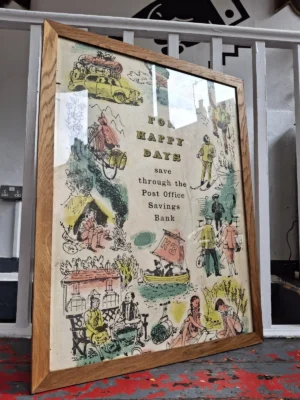 1950's Framed Post Office Savings Advertising Poster/Artwork.