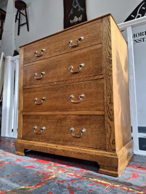 1920's Oak Four Drawer Gentleman's Chest of Drawers