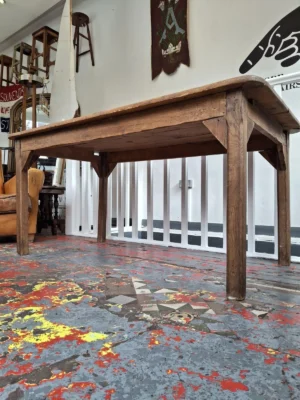19th Century French Farmhouse Kitchen Prep/Dining Table In Elm & Oak.