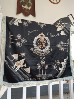 1940's Second World War Hand Sewn/Embroidered Banner/Decorative Keepsake.